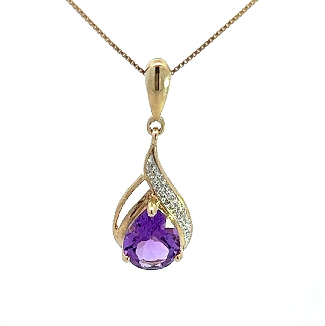 9Ct Yellow Gold Purple Gemstone Pendant