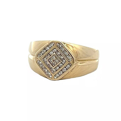 9Ct Yellow Gold 0.15 Carat TW Diamond Men's Ring