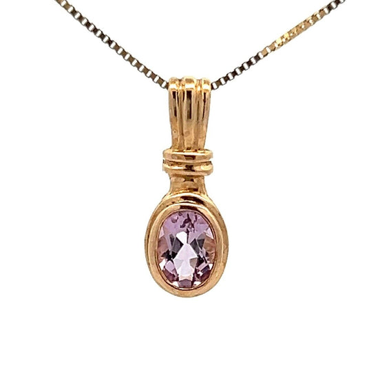 9Ct Yellow Gold Bezel Set Amethyst Charm Pendant