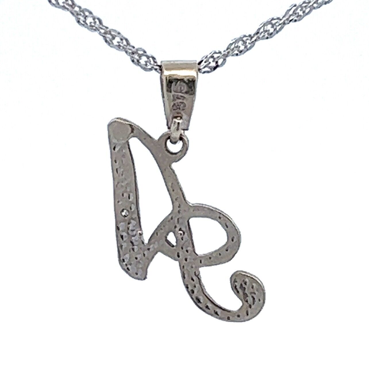 9Ct White Gold Diamond Initial 'A' Pendant