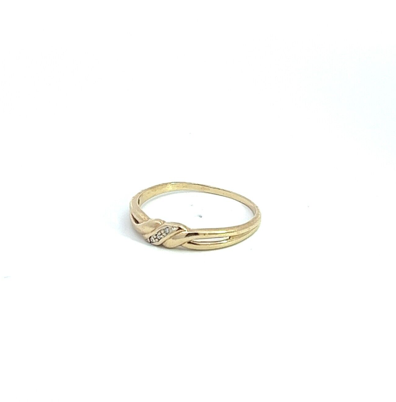 9Ct Yellow Gold Band With Diamond Accents