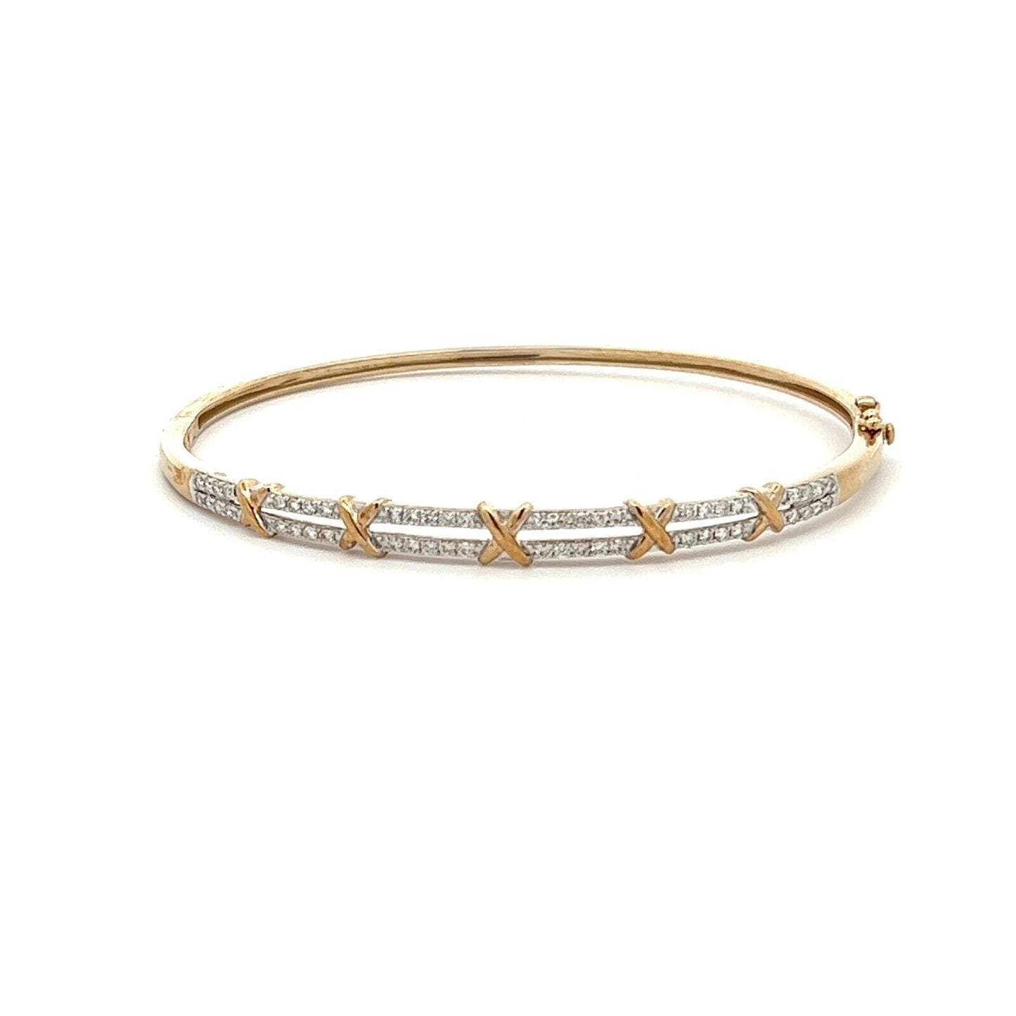 9Ct Yellow Gold 1/2 Carat TW Diamond Cross Bangle