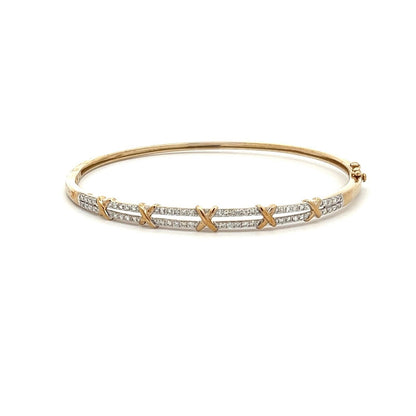 9Ct Yellow Gold 1/2 Carat TW Diamond Cross Bangle