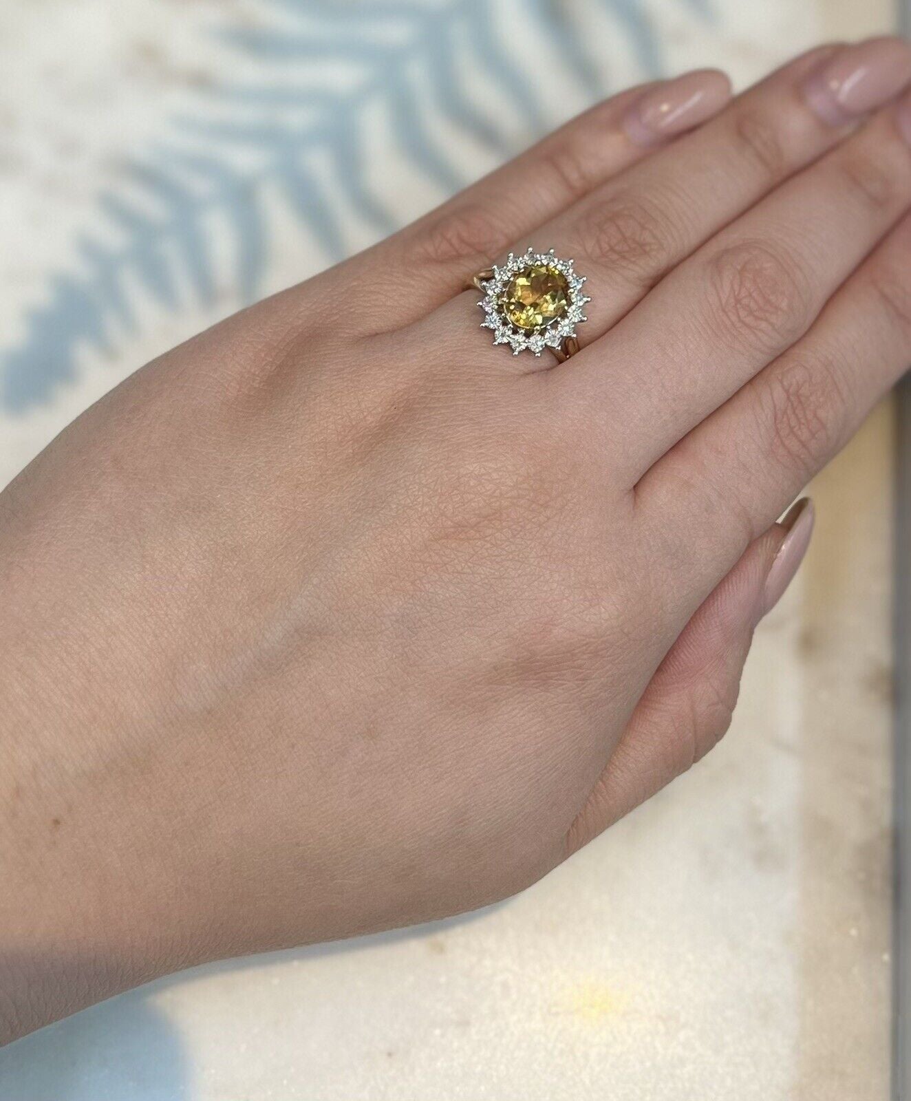 9Ct Yellow Gold Citrine & Diamond Dress Ring