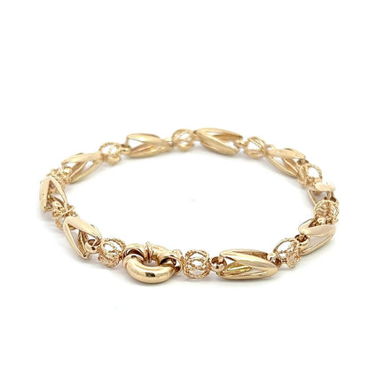 9Ct Yellow Gold Tulip & Open Ball Link Bracelet - 19cm