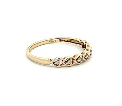 9Ct Yellow Gold Multi-Heart CZ Stacker Band Ring