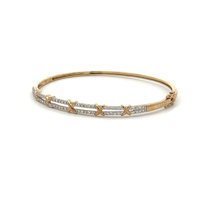 9Ct Yellow Gold 1/2 Carat TW Diamond Cross Bangle