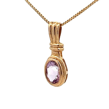 9Ct Yellow Gold Bezel Set Amethyst Charm Pendant