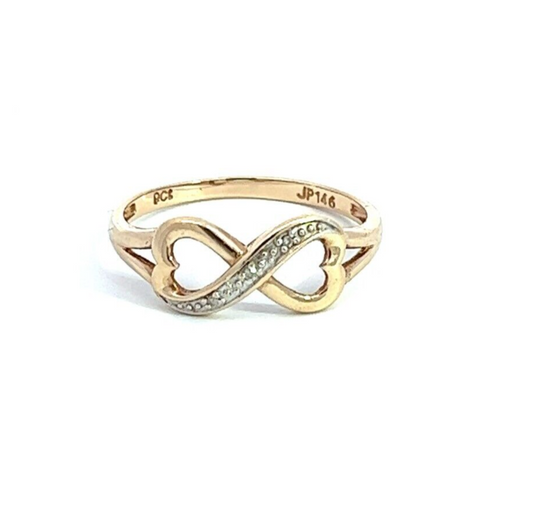 9Ct Yellow Gold Heart Infinity Ring