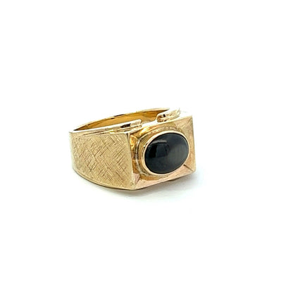 18Ct Yellow Gold Mens Sapphire Signet Ring