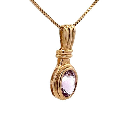 9Ct Yellow Gold Bezel Set Amethyst Charm Pendant