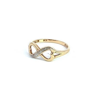 9Ct Yellow Gold Heart Infinity Ring