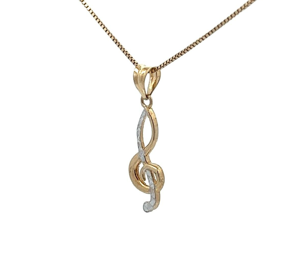 9Ct Two-Toned Gold Treble Clef Pendant