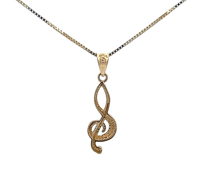 9Ct Two-Toned Gold Treble Clef Pendant