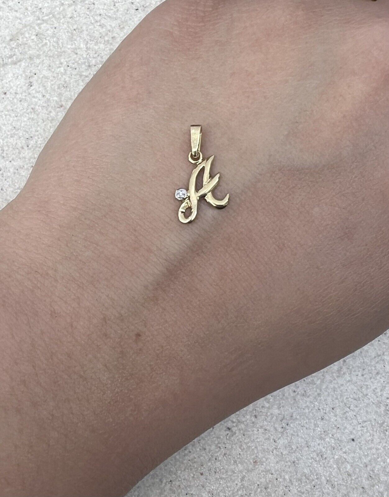 9Ct Yellow Gold Script 'A' Initial Diamond Accent Charm Pendant