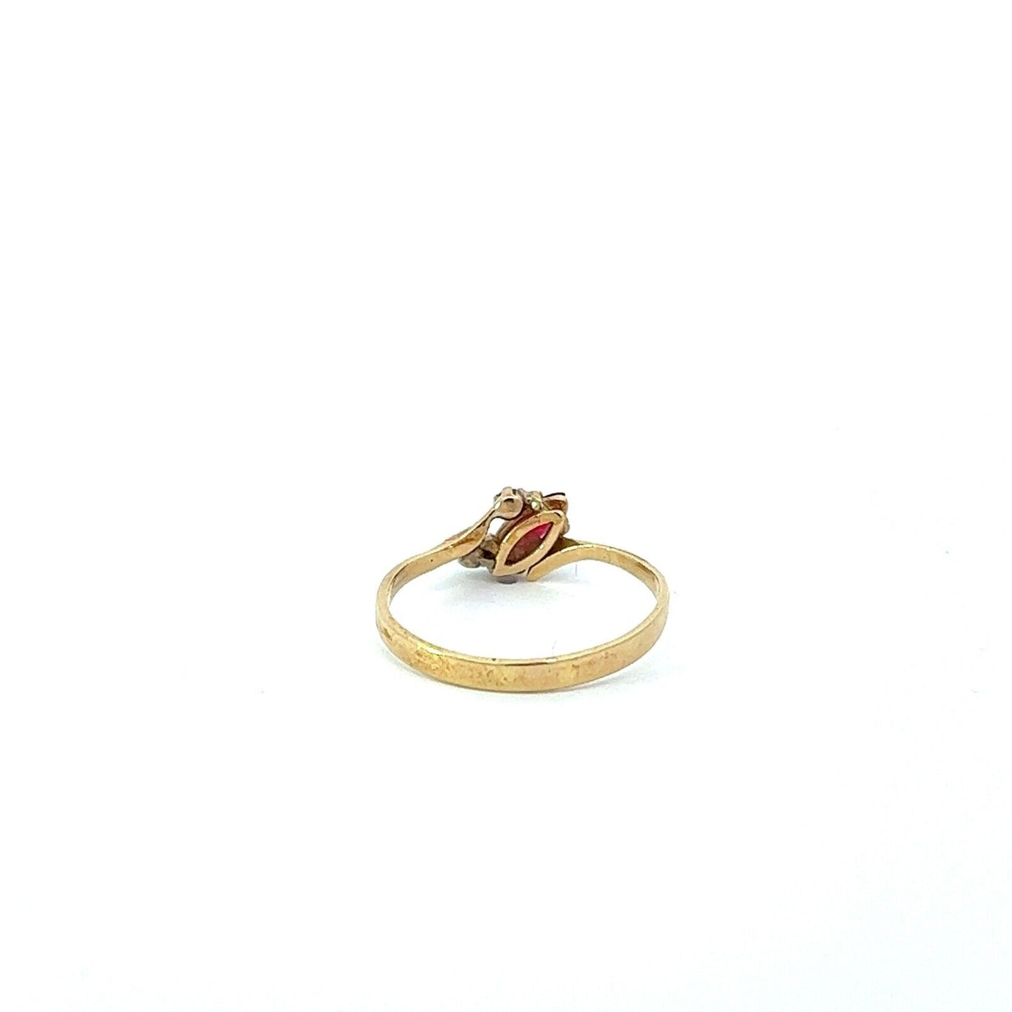 18Ct Yellow Gold Red Gemstone & Diamond Ring