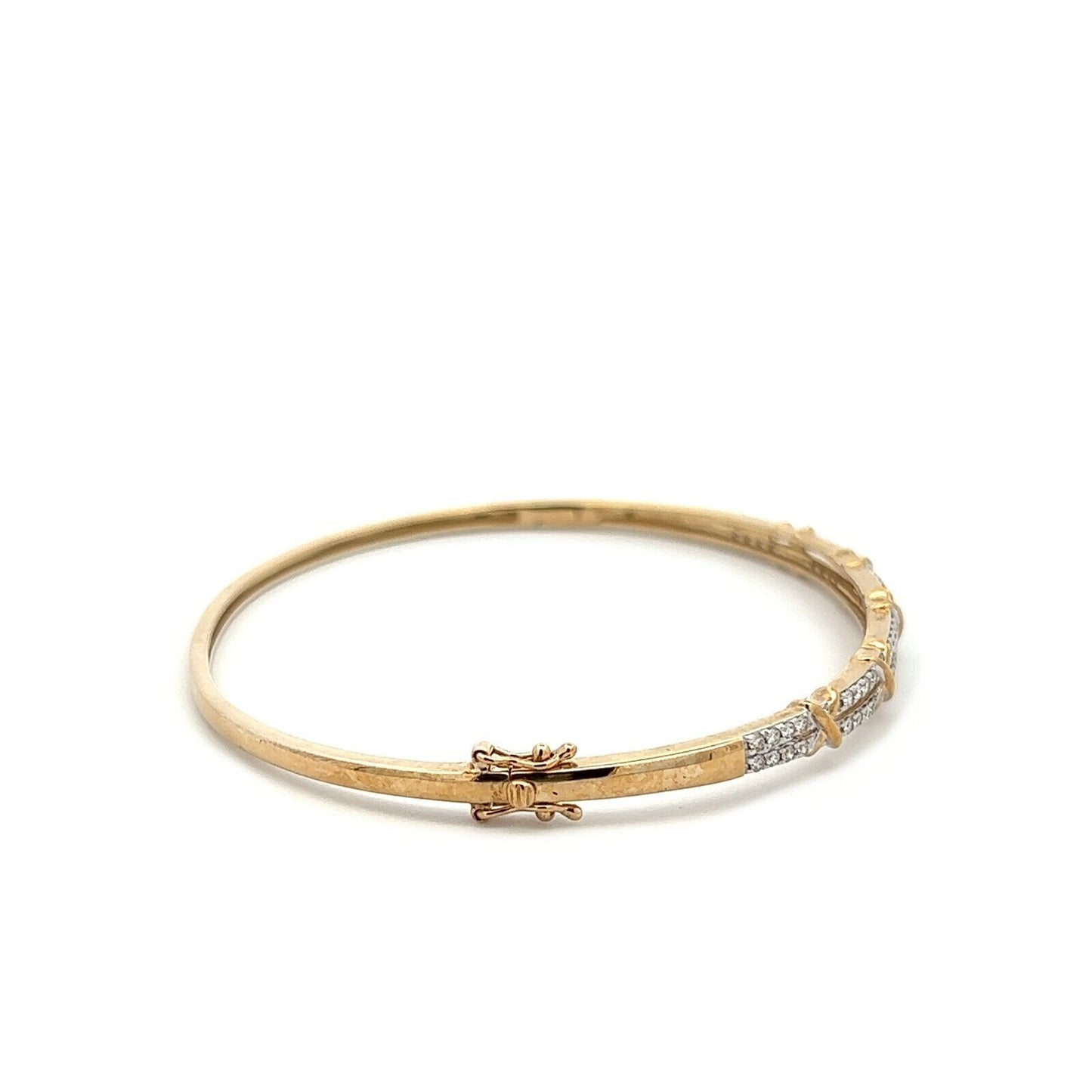 9Ct Yellow Gold 1/2 Carat TW Diamond Cross Bangle