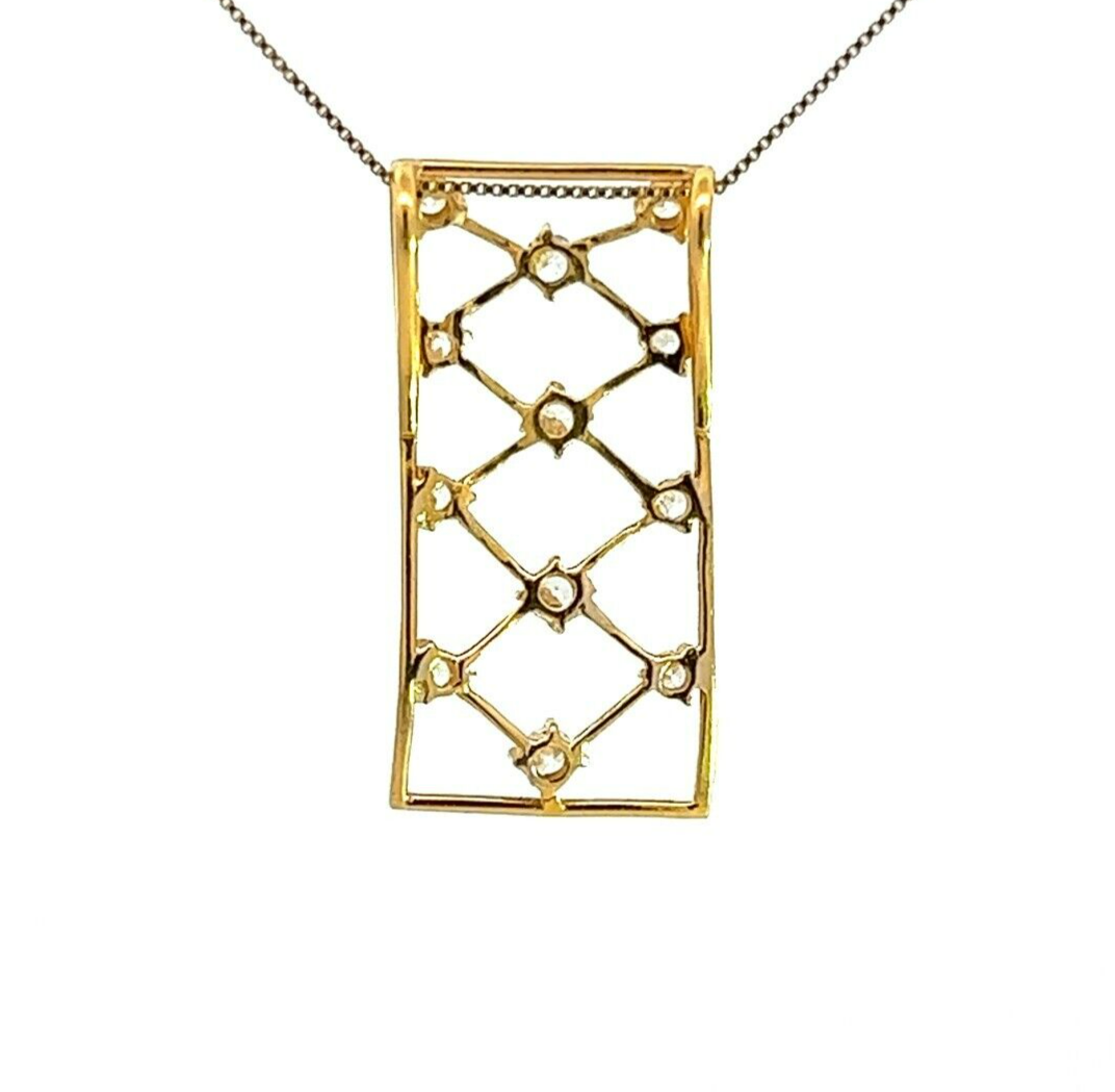 22Ct Yellow Gold CZ Lattice Pendant