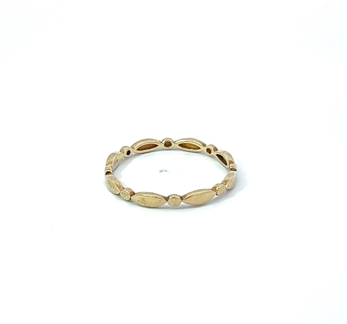 9Ct Yellow Gold Oval and Marquise Pattern Stacker Ring