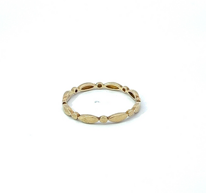 9Ct Yellow Gold Oval and Marquise Pattern Stacker Ring