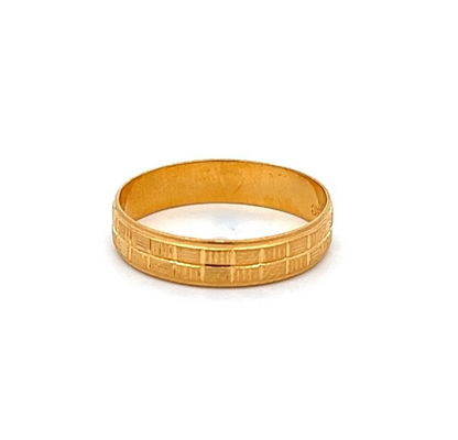 22Ct Yellow Gold Checker Detail Band Ring