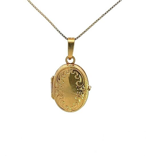 9Ct Yellow Gold Oval Locket Pendant