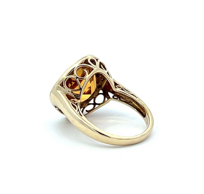 9Ct Yellow Gold Citrine and Diamond Ring