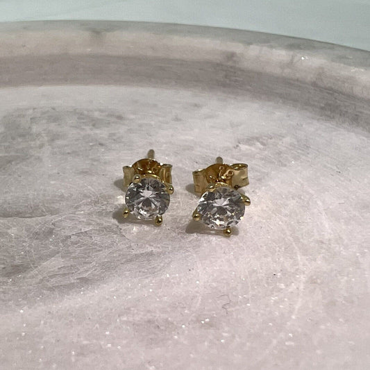 18Ct Yellow Gold Brilliant Cut CZ Stud Earrings