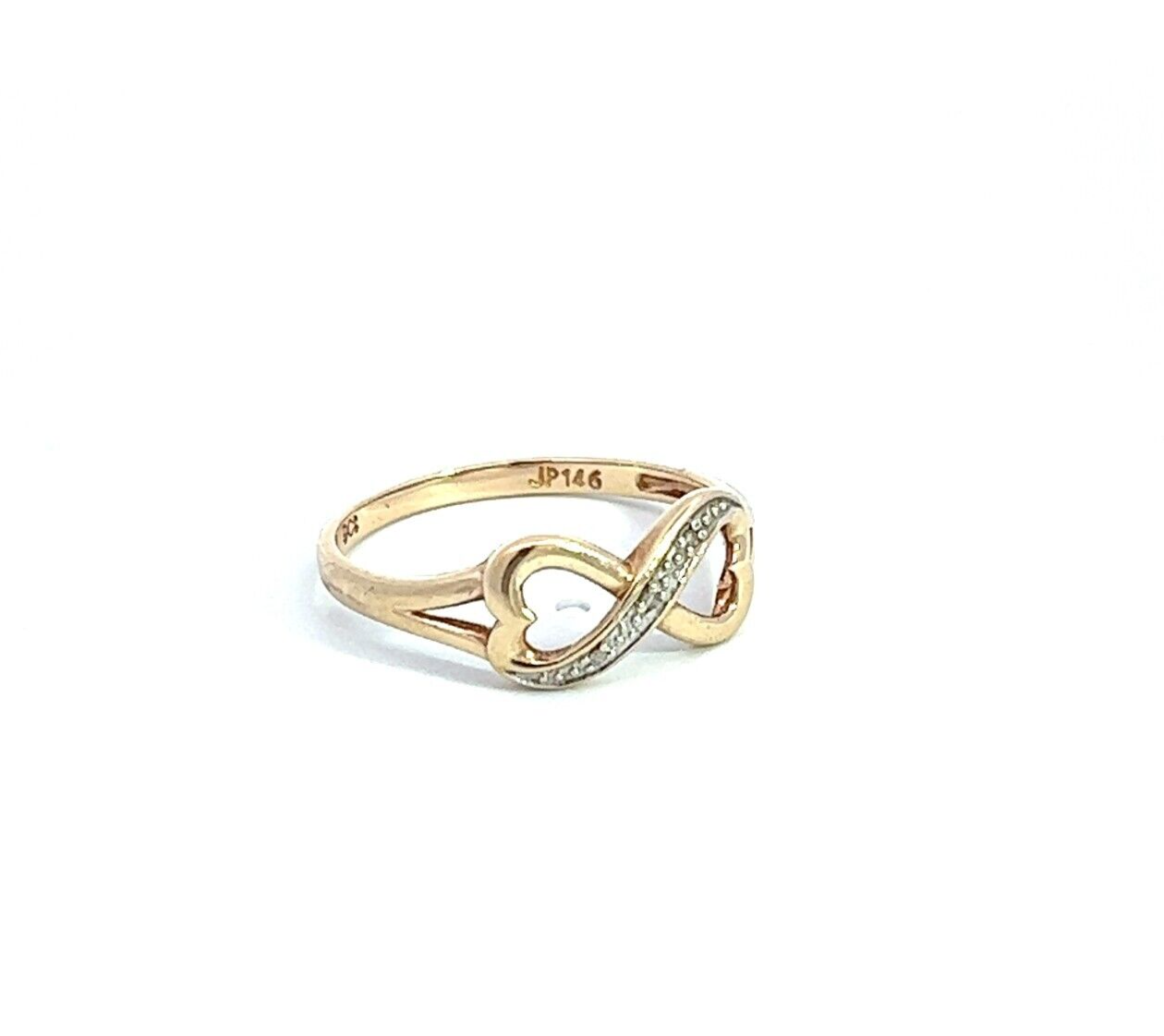 9Ct Yellow Gold Heart Infinity Ring