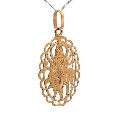 18Ct Yellow Gold Kali Hindu Goddess Framed Medallion Pendant