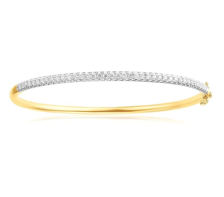 9ct Yellow Gold Round Brilliant Cut 1 Carat TW of Laboratory Grown Diamonds Bangle