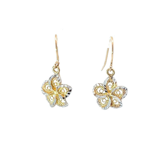 9Ct Yellow Gold Multi-Tone Gold Floral Earrings