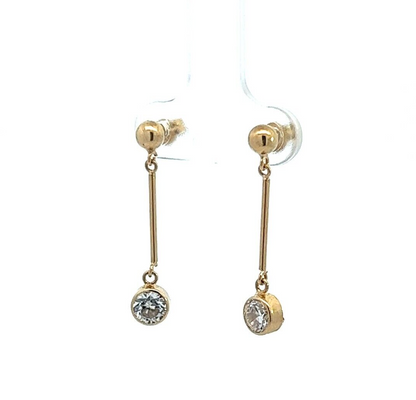 9Ct Yellow Gold Drop CZ Earrings