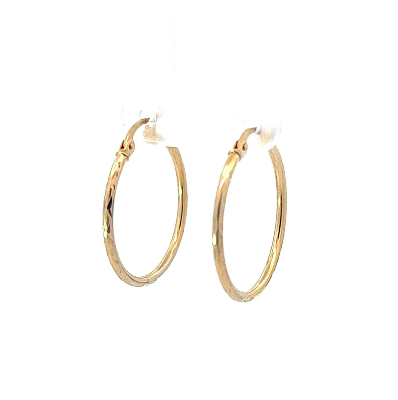 9Ct Yellow Gold Reflective Detailed Hoop Earrings