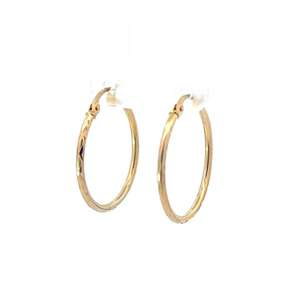 9Ct Yellow Gold Reflective Detailed Hoop Earrings