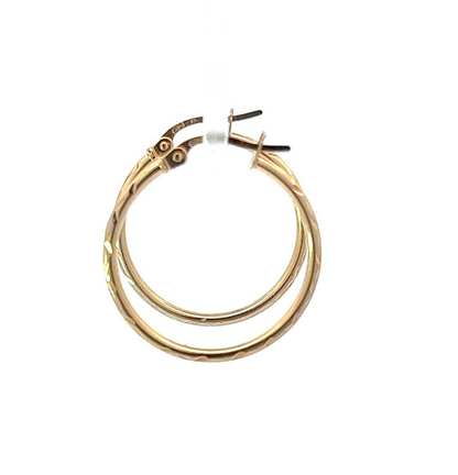 9Ct Yellow Gold Reflective Detailed Hoop Earrings