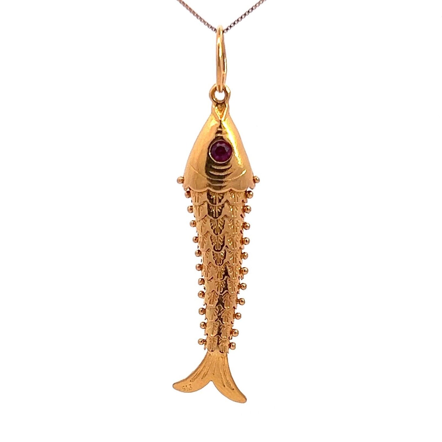 22Ct Yellow Gold Large Movable Fish Pendant