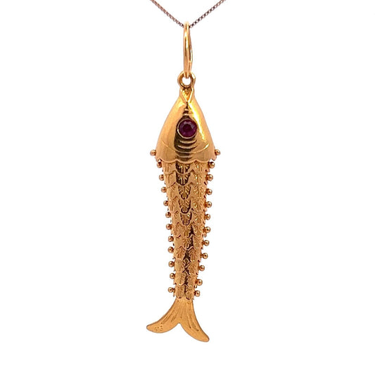 22Ct Yellow Gold Large Movable Fish Pendant