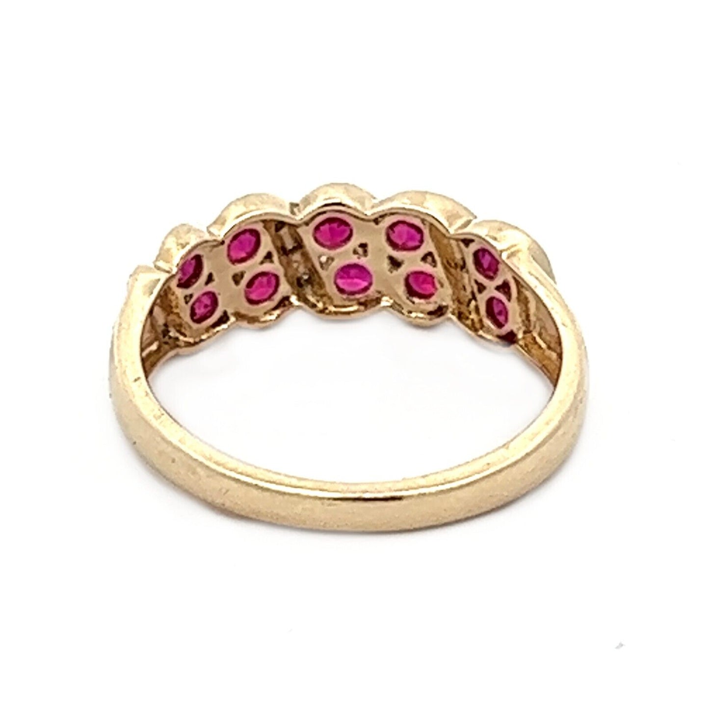 9Ct Yellow Gold Synthetic Ruby and Diamond Ring