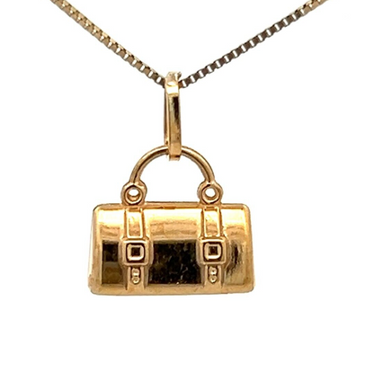 9Ct Yellow Gold Handbag Travel Bag Charm Pendant