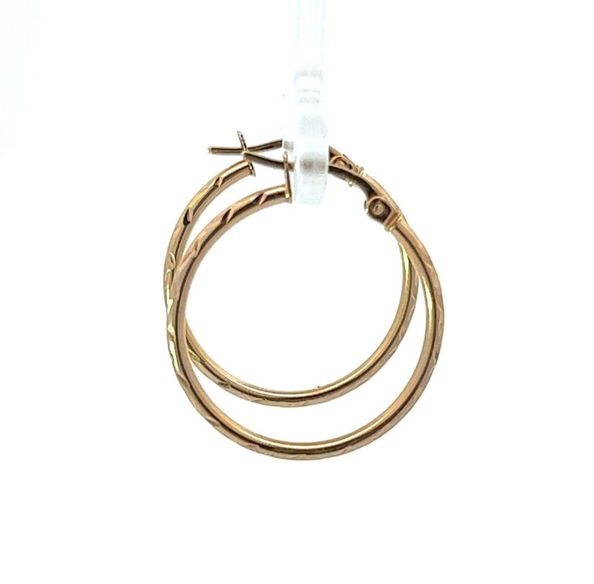 9Ct Yellow Gold Reflective Detailed Hoop Earrings