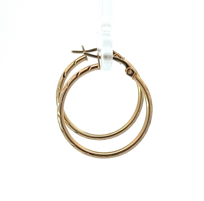 9Ct Yellow Gold Reflective Detailed Hoop Earrings