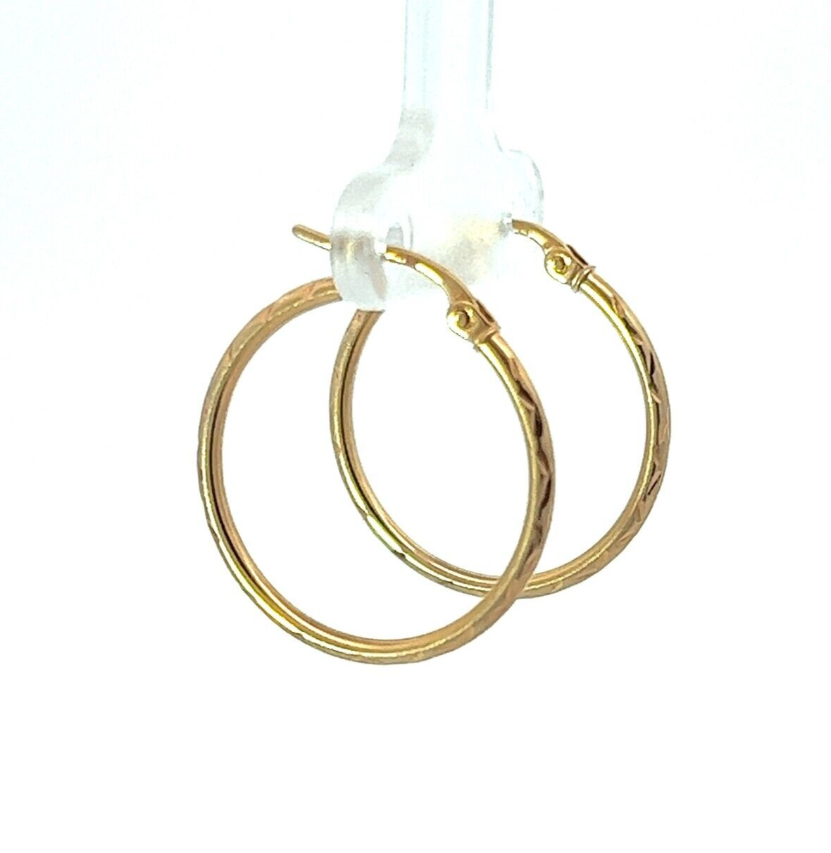 9Ct Yellow Gold Reflective Detailed Hoop Earrings