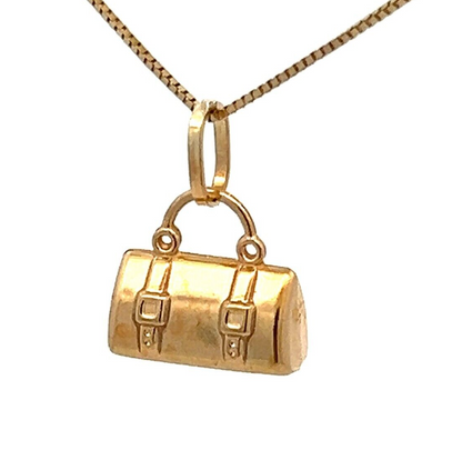 9Ct Yellow Gold Handbag Travel Bag Charm Pendant