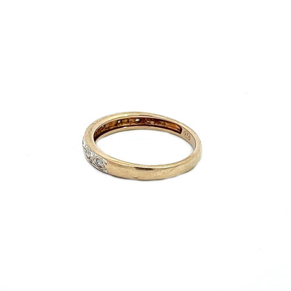 9Ct Yellow Gold Detailed Diamond Band Ring