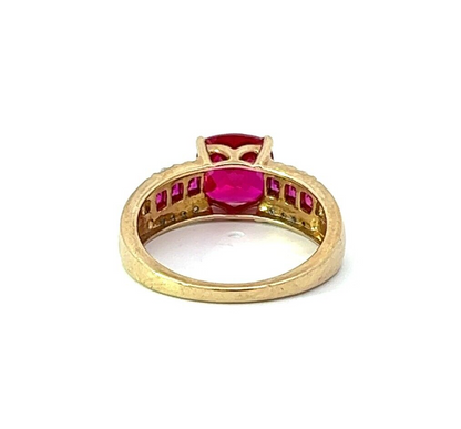 9Ct Yellow Gold Created Ruby and Diamond Ring