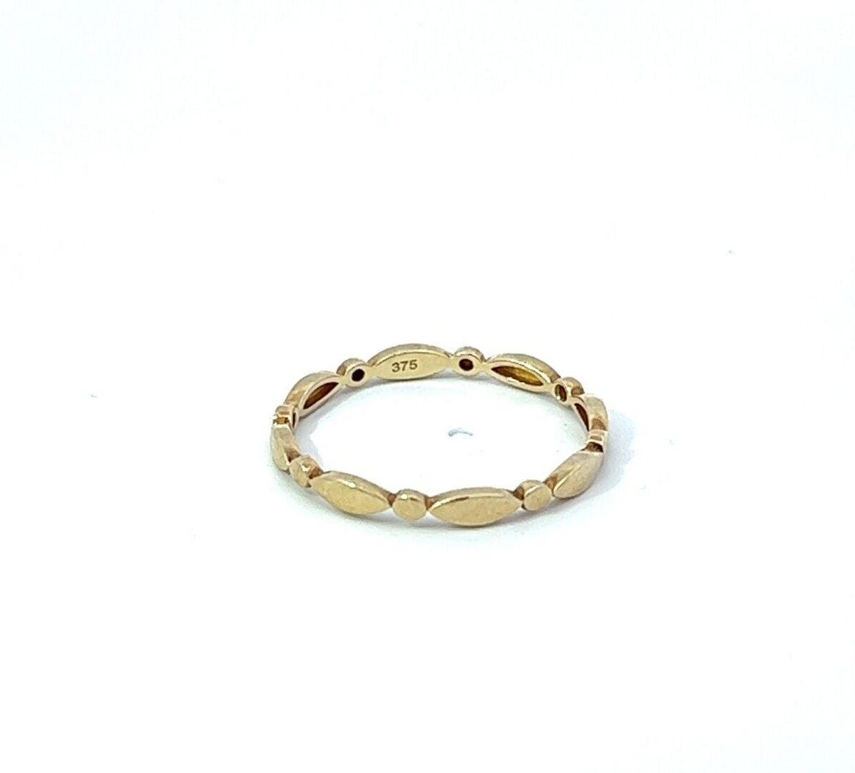 9Ct Yellow Gold Oval and Marquise Pattern Stacker Ring