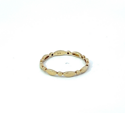 9Ct Yellow Gold Oval and Marquise Pattern Stacker Ring