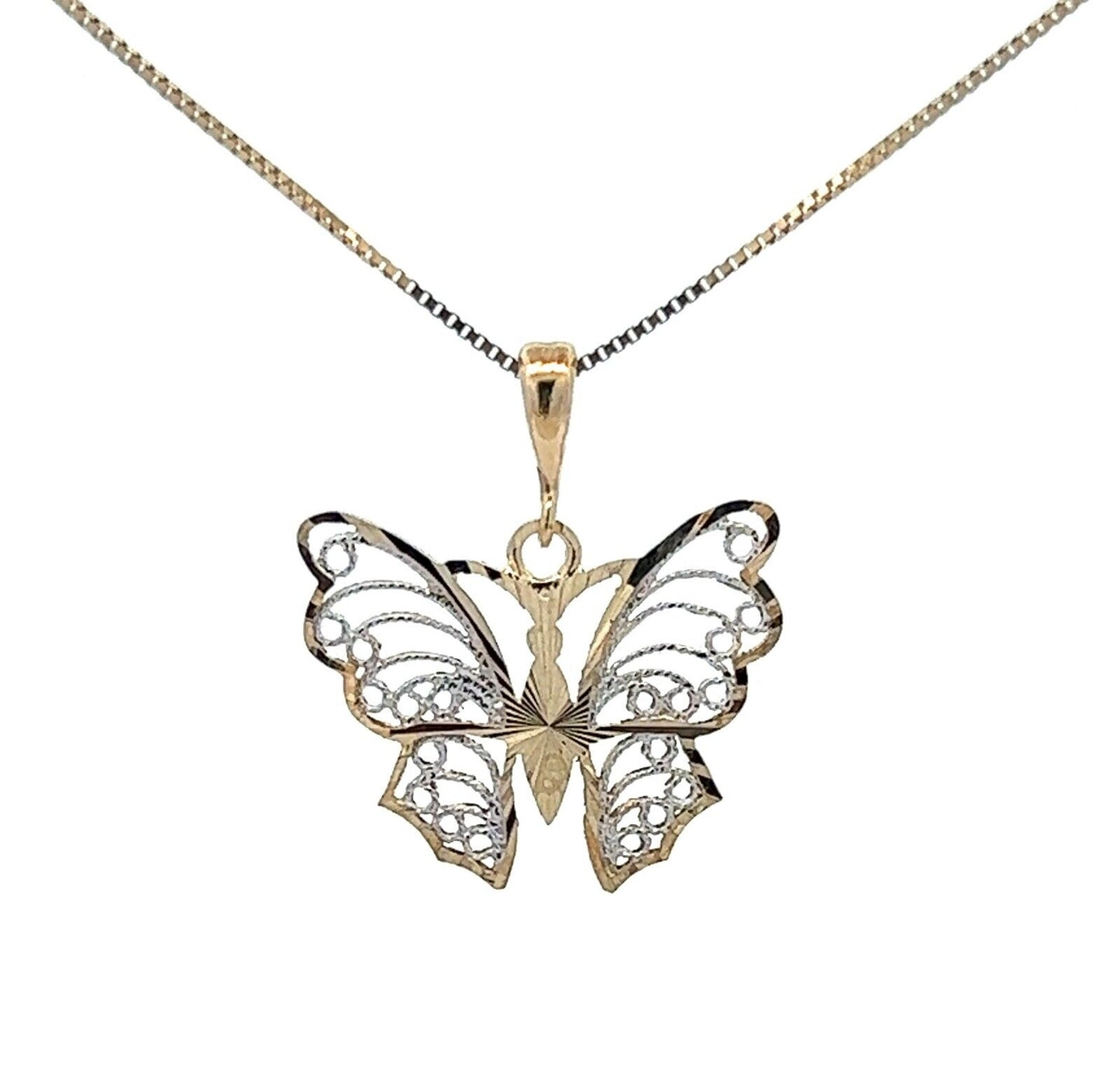 9Ct Two-Toned Gold Butterfly Pendant