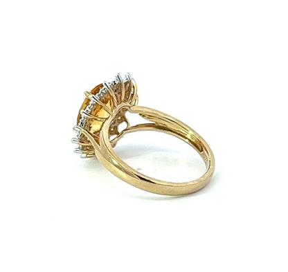 9Ct Yellow Gold Citrine & Diamond Dress Ring